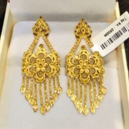 Gold-Plated Floral-Design Dangler Earrings