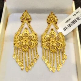 Gold-Plated Floral-Design Dangler Earrings